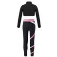 thumbnail image 2 of Yeahdor Kids Girls Long Sleeve Crop Top with Color Block Leggings Active Set Skating Workout Sports Suit, 2 of 7
