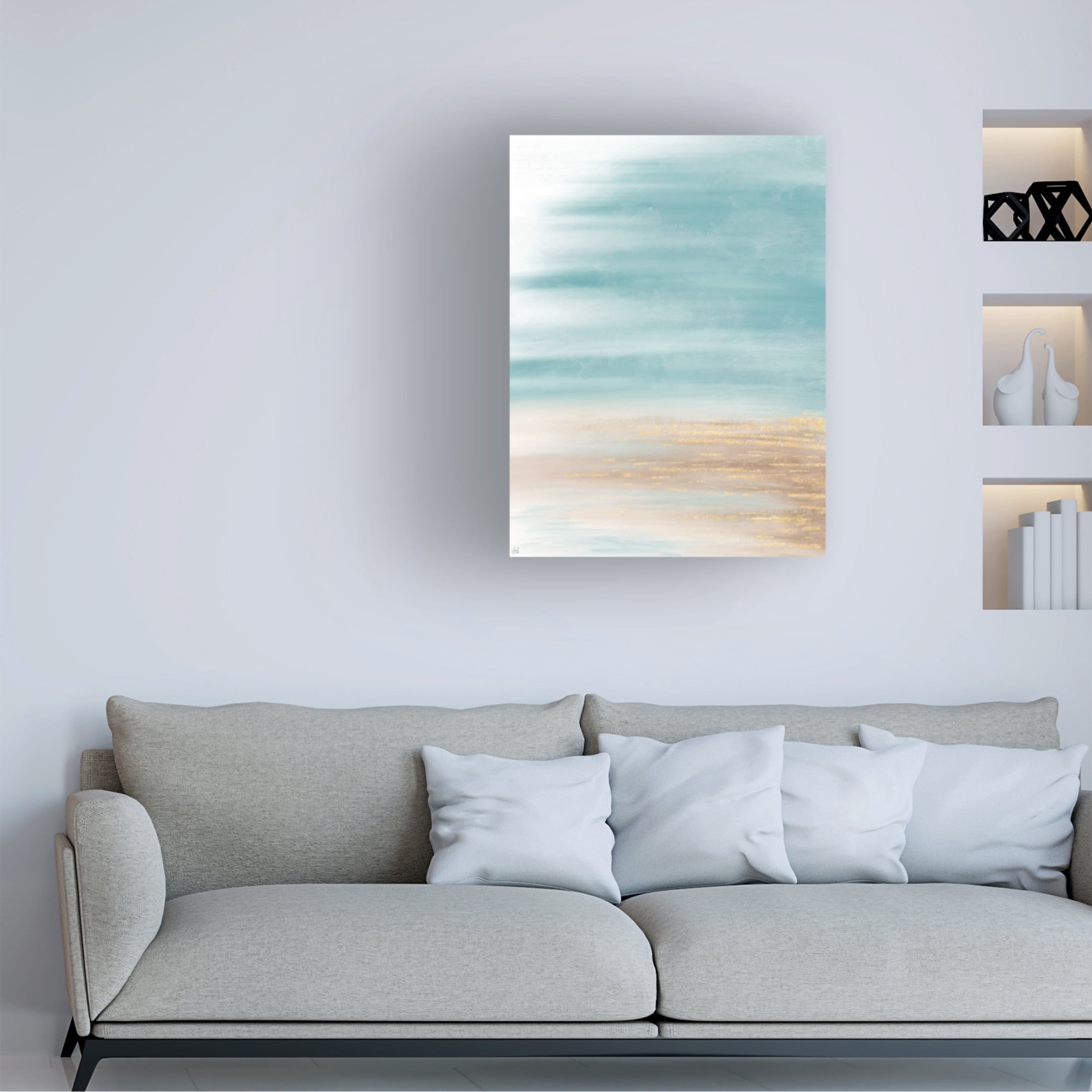 Canvas Wall Art - Line and Brush 'Beach Blur' Wall Art for Living Room, Bedroom, or Office Décor by Trademark Fine Art - 14 x 19 Inches