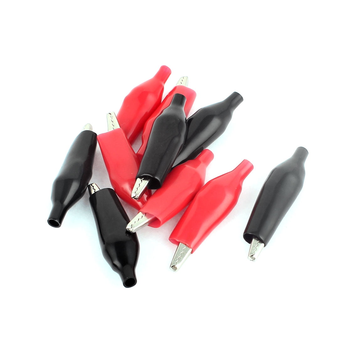 10 Pcs Insulated Electrical Alligator Clips Large-sized Black Red Clamps 