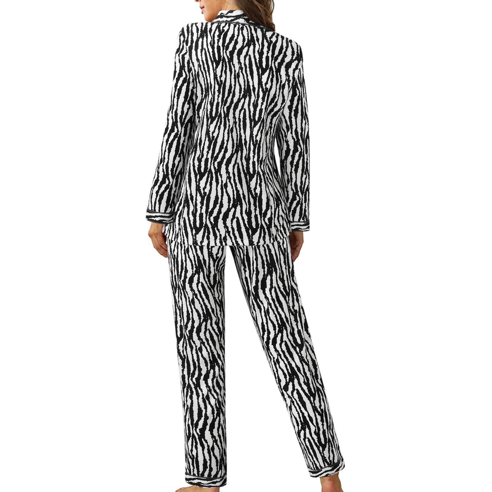 Pyjama 2 Pièces Femme En Polyester Doux - Haut Ample Et Pantalon à Cordon - Motif à Carreaux - Pour Dormir Et Se Détendre à La Maison