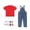 Red, variant on Mgmyaa Unisex Kids Solid Color Short Sleeve Crew Neck Top and Denim Overalls Jumpsuit with Socks 3-Piece Casual Set for Kids Ages 3-12