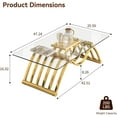 thumbnail image 2 of Gold Glass Coffee Table, 47" Tempered Clear Glass Top, Stainless Steel Frame, Unique Decorative Center Table, Modern Gold Coffee Table for Living Room Home Office, 2 of 7