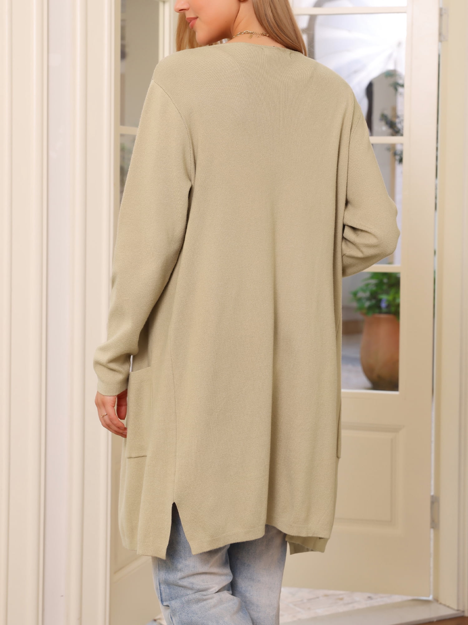 DARING DIVA Women's Spring Open Front Knit Long Cardigan Sweaters XS Khaki