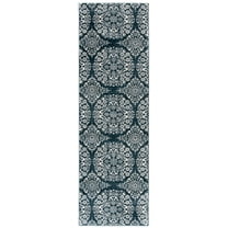 SAFAVIEH Isabella Johna Suzani Runner Rug, Navy/Ivory, 2' x 8'