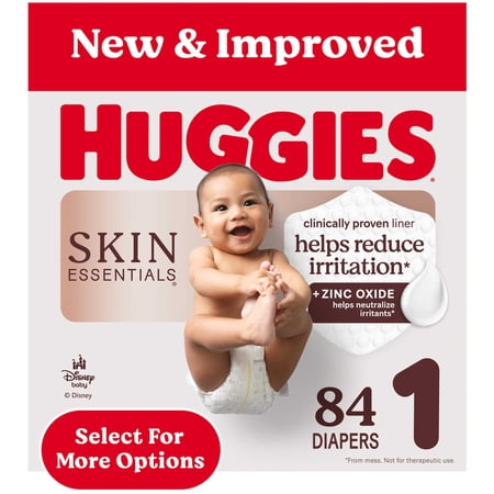 Huggies Skin Essentials Baby Diapers, Size 1 (8-14 lbs), 84 Ct (Select for More Options)