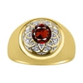 thumbnail image 1 of RYLOS Men's Rings 14K Yellow Gold Designer Gypsy 7MM Round Gemstone & Diamond Ring Garnet January Birthstone Rings Size 12, 1 of 6