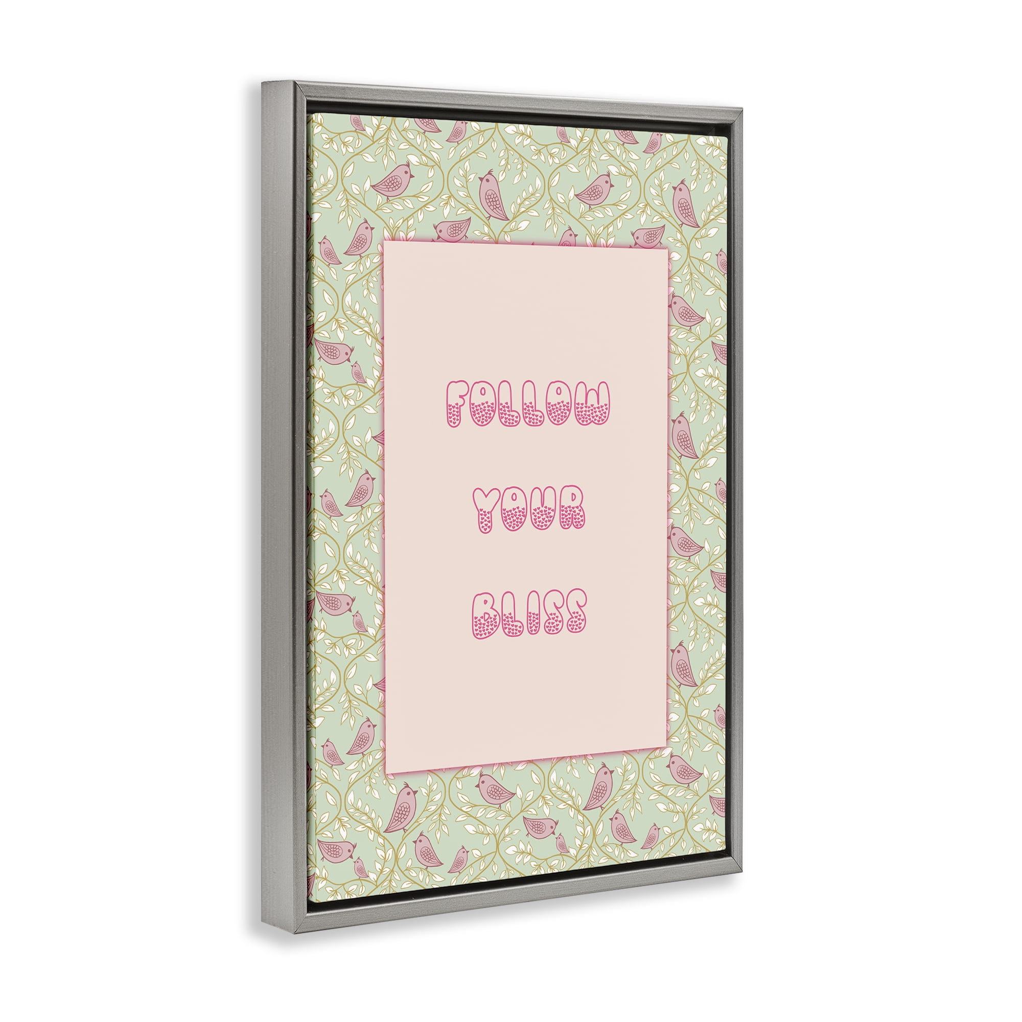 Stupell Industries Follow Your Bliss Gray Framed Floater Canvas Wall Art, design by Pooja Dave