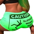thumbnail image 5 of Femmes Taille Haute Lettre Imprimé Pantalon Court Hip-Hop Shorts, 5 of 5