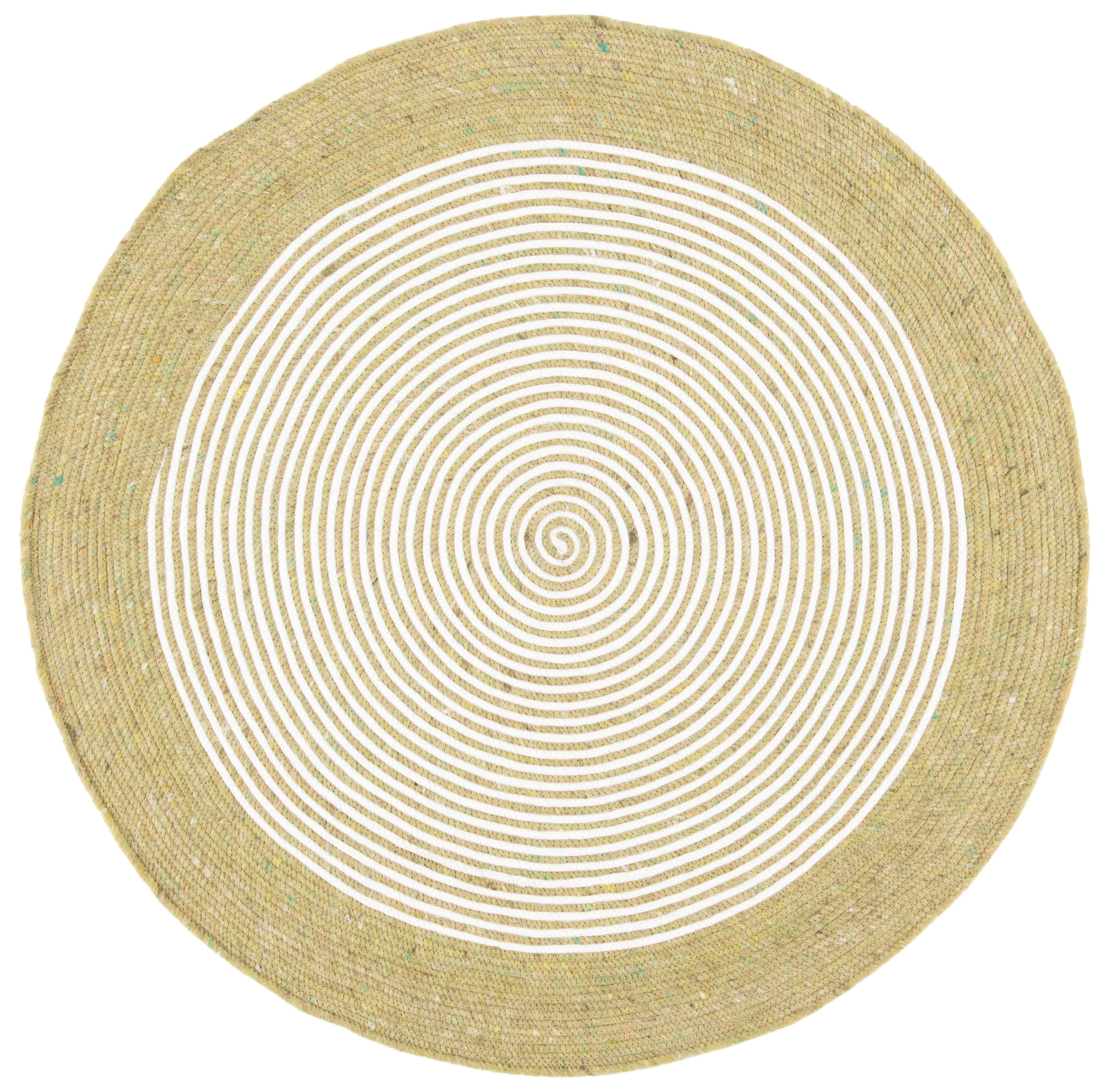 SAFAVIEH Braided Lars Geometric Reversible Area Rug, Green/Ivory, 5' x 5' Round