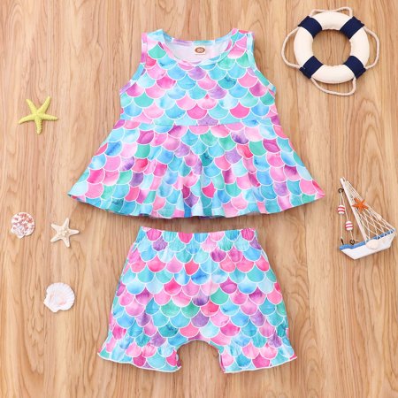 

CHGBMOK Clearance Toddler Girl Baby Summer Printing Short-Sleeved Suit Top + Pants Suit