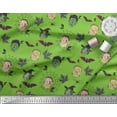 thumbnail image 3 of Soimoi Green Cotton Voile Fabric Bat & Ghost Face Halloween Printed Craft Fabric by the Yard 42 Inch Wide, 3 of 3