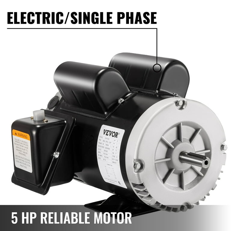 VEVOR 5 Hp Electric Motor 3.1 kw Rated Speed 3450 Rpm Single Phase Motor AC  208-230V Air Compressor Motor Suit for Home and Small Shop Air Compressors  