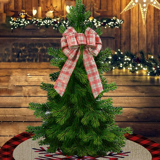 Christmas Tree Top Large Bow Nine Ears Imitation Fabric Alphabet Decorated Bow
