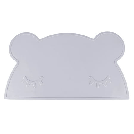 

Children Silicone Placemats Bear Shape Heat Insulated Pad Non-slip Tableware Mats (Light Grey)