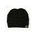 thumbnail image 5 of C.C Messy Bun Ponytail Hat Knit Beanie Cozy Winter Cap for Women, Black, 5 of 15