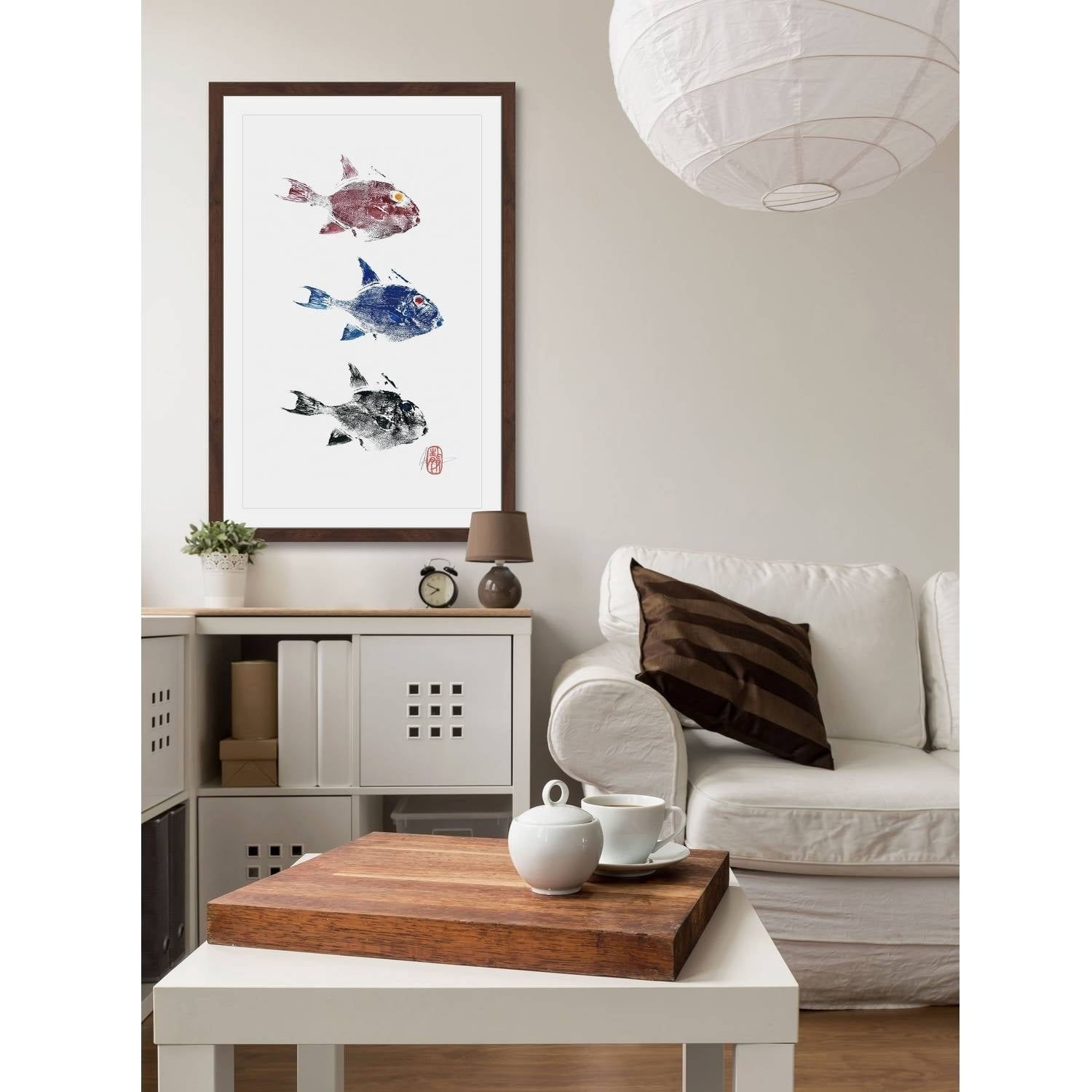 "3 Trigger Fish" Framed Painting Print