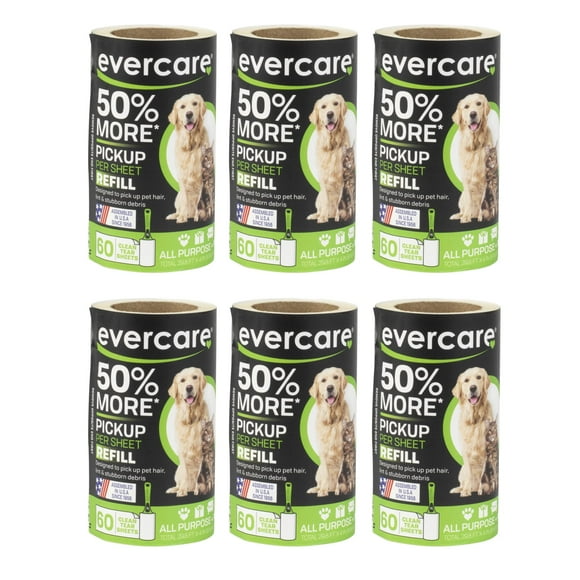 Recarga Lint Roller Evercare Pet, 60 hojas (6 paquetes)
