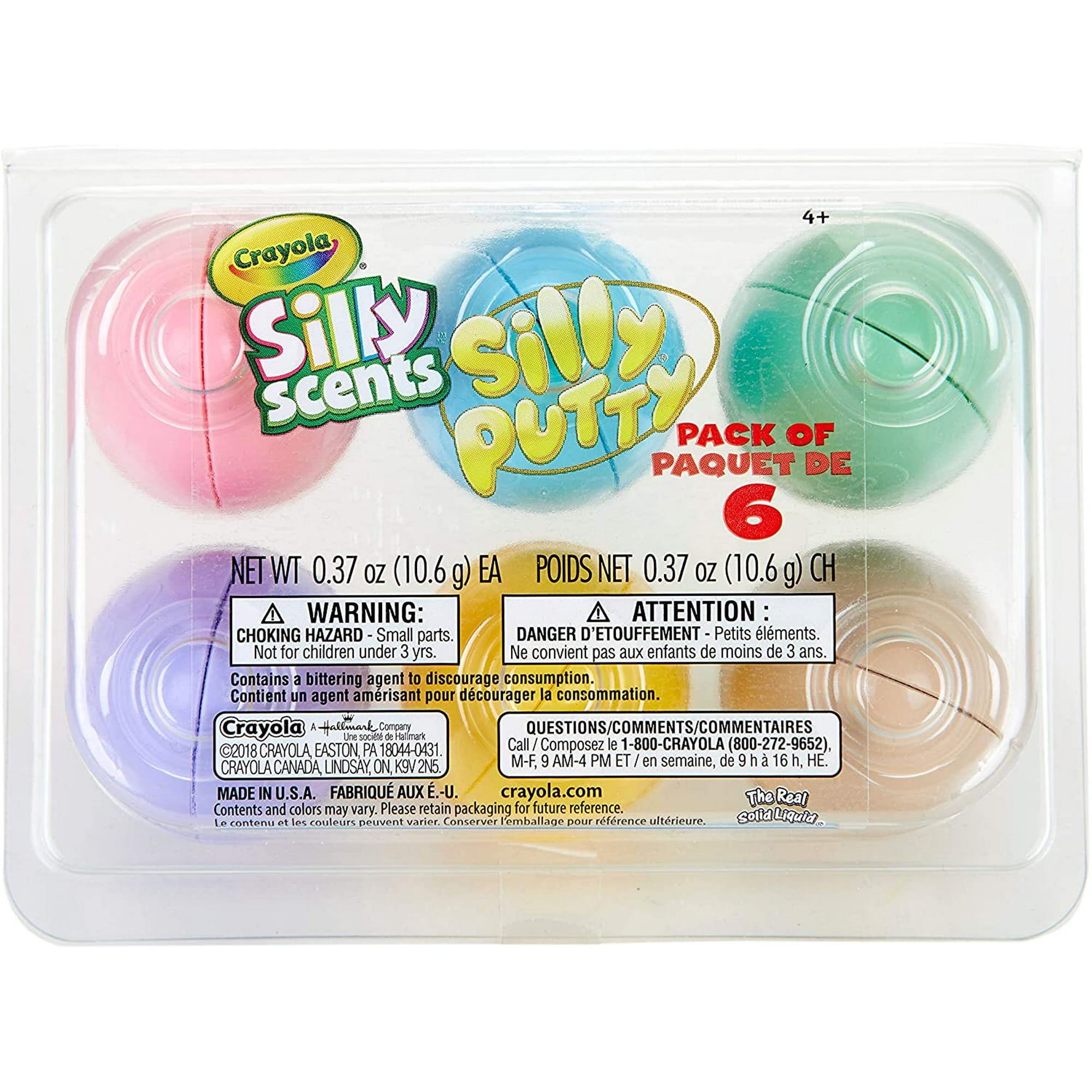 Crayola 08 0203 6 Silly Scents Silly Putty Egg Carton Walmart