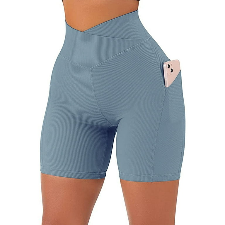 Eashery Petite Short Pants For Women Yoga Clothes Women's High Waist Yoga  Shorts Gym Workout Booty Dance Hot Pants Lifting Sports Leggings Light Blue