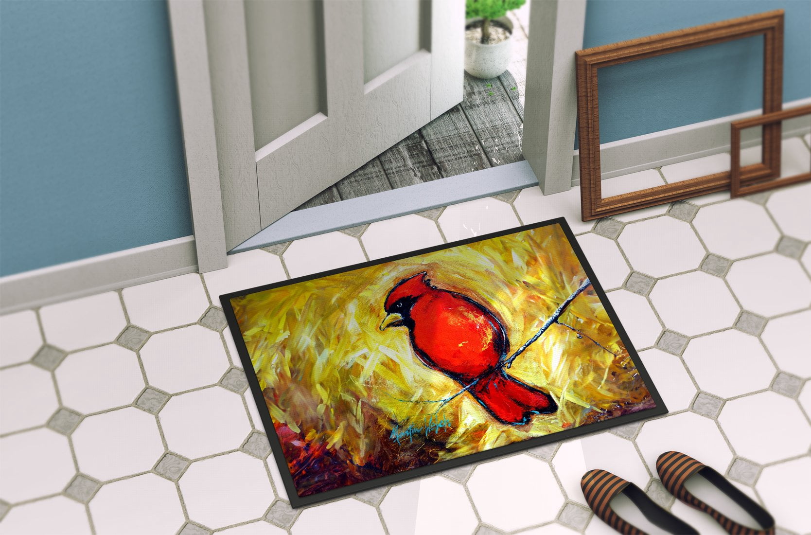 Carolines Treasures MW2124MAT 18 x 27 in. Sha Red Baba Bird Doormat