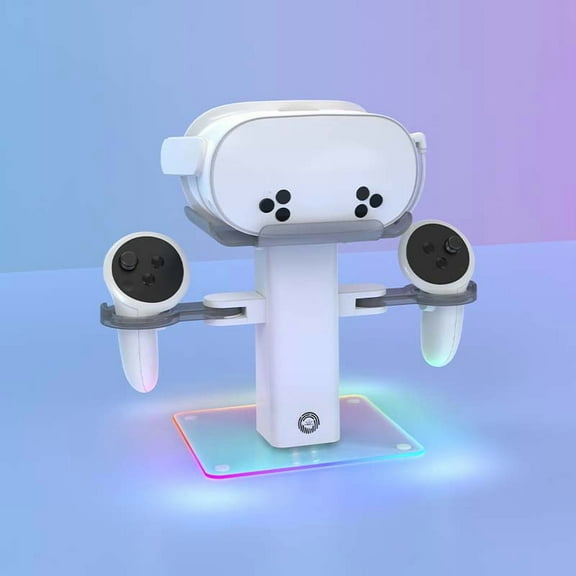 VR Charging Dock Accessories for Meta Quest 3S/Quest 3 RGB Lights Vertical Charging Display Stand for Oculus Quest 2