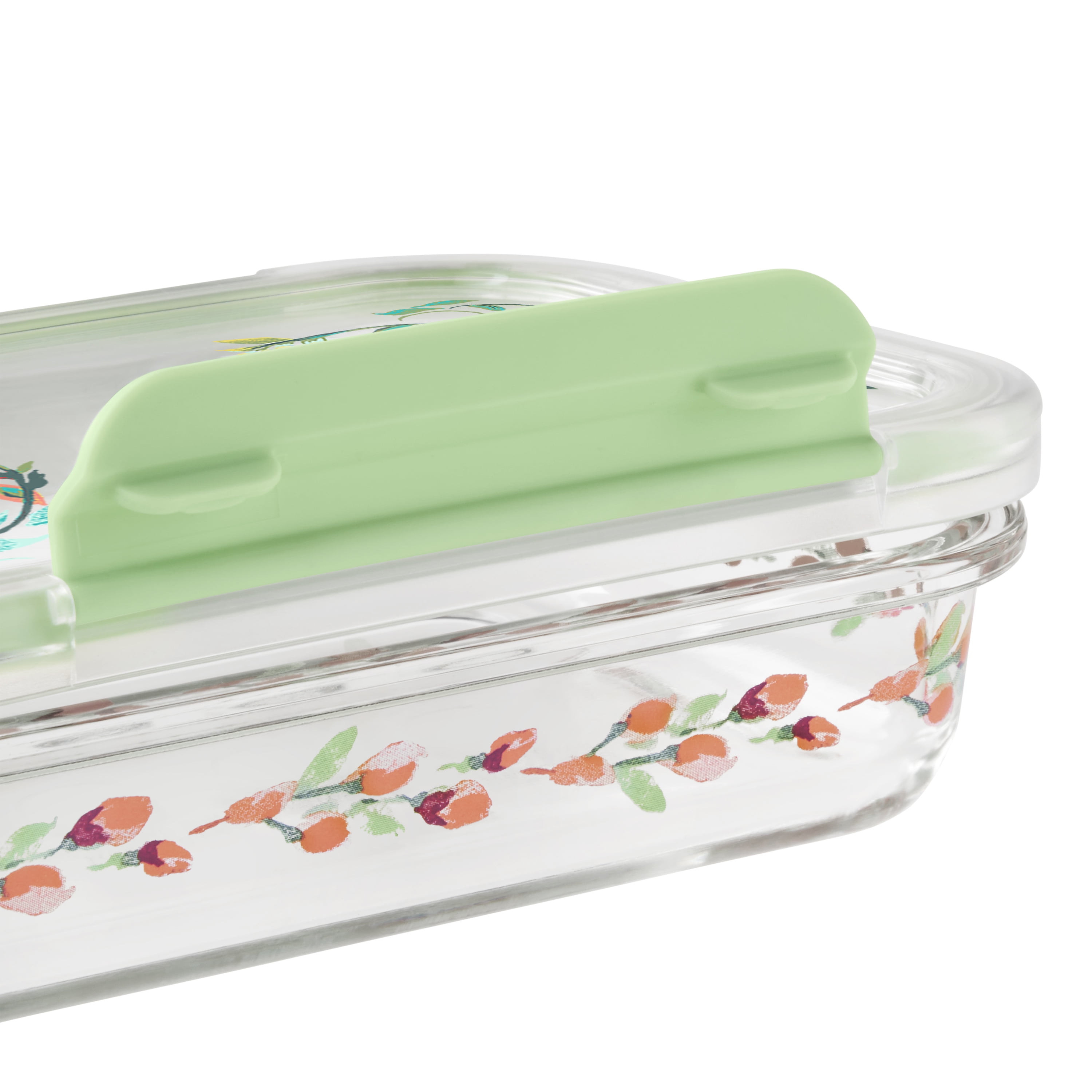 The Pioneer Woman Painted Meadow 2.3 Cup Rectangle Glass Food Storage Containers with Tritan Lid. Set of 2, 4 Pieces