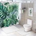 thumbnail image 7 of Awypu Durable and Washable Tropical Watercolor Artistic Modern Green Palm Leaf Summer White Shower Curtain White, 7 of 7