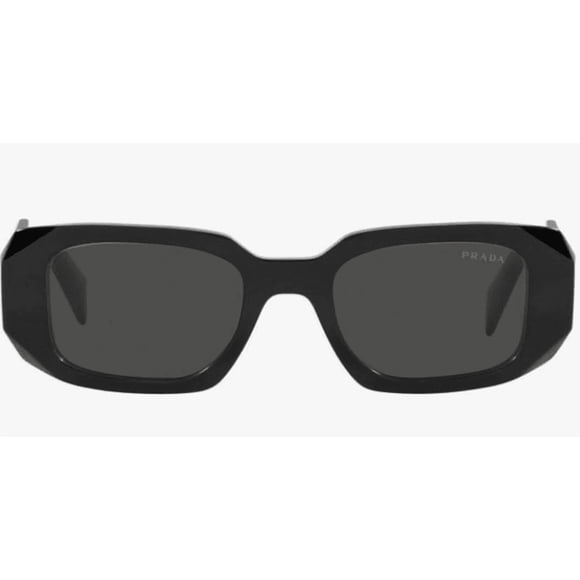 PR 17WS 1AB5S0 Unisex Black Plastic Rectangle Sunglasses Grey Lens