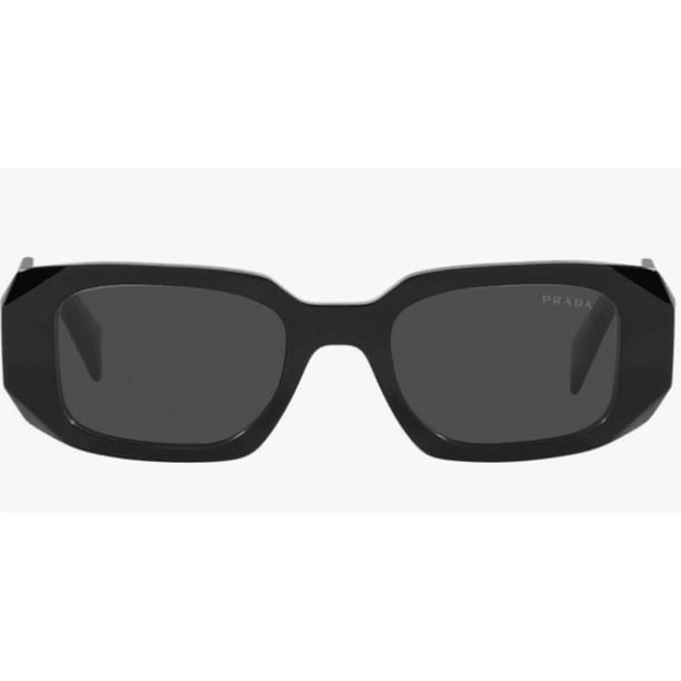 PR 17WS 1AB5S0 Unisex Black Plastic Rectangle Sunglasses Grey Lens