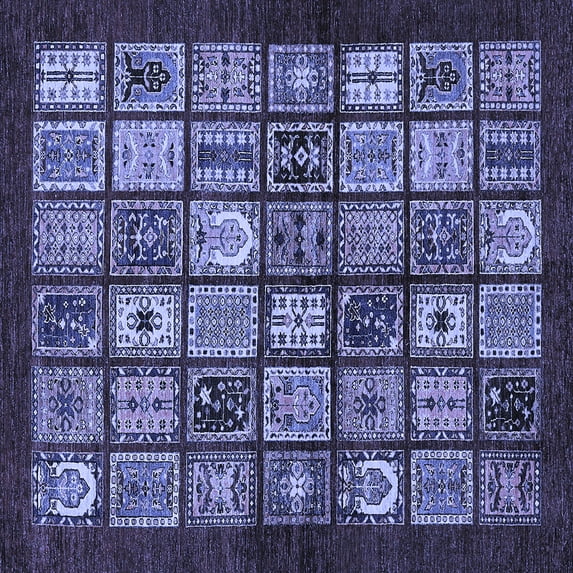 Ahgly Company Machine Washable Indoor Square Southwestern Blue Country Area Rugs, 8' Square