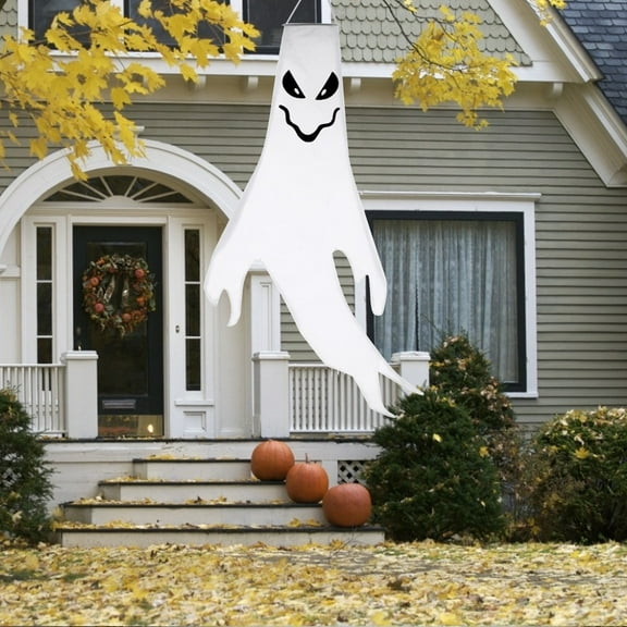 Fnochy 19.7"x47.2" Halloween Windsocks Hanging Ghost Decorations - Flag Wind Socks for Home Yard Outdoor Decor Party Supplies