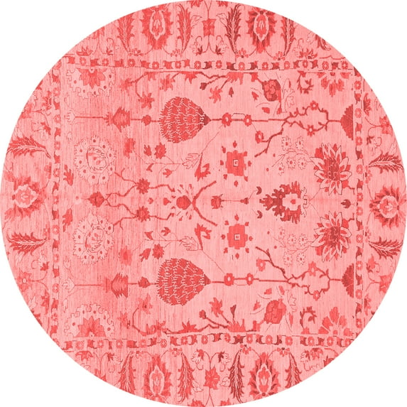 Ahgly Company Indoor Round Abstract Red Modern Area Rugs, 7' Round