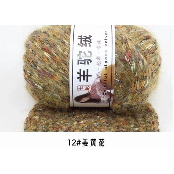 Zhuge 4 Skein 50g Alpaca Tweed Yarn, Luxuriously Soft & Warm Medium Worsted Weight Yarn for Knitting & Crochet, Scarves, Sweaters, Afghans & Blankets, Ginger Yellow
