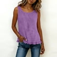 thumbnail image 4 of PNTUTB Stylish Women's Sleeveless Tops Casual Solid-Color Crew-Neck Tank Tops Lace-Hem Tank Tops with Back Tie Simple Versatile Loose Tank Tops, 4 of 6