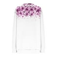 thumbnail image 5 of SYMOID Womens Half Zip Sweatshirt - Watercolor Purple Floral Print, 100% Polyester Loose Fit Long Sleeve with Metal Ring, Multicolor Casual Versatile,Size S, 5 of 5
