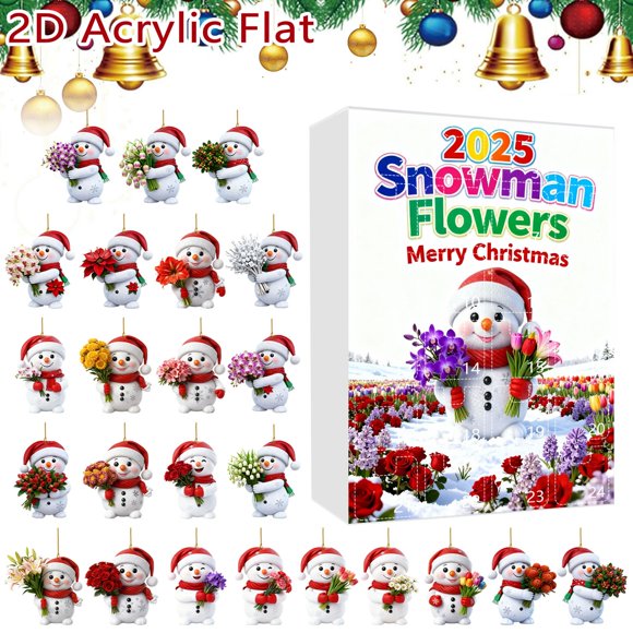 Countdown Sets 2025 2D Snowman Acrylic Wall Calendar with 24 Flat Snowmen Holding Double Printing for a Lifelike Design