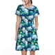 thumbnail image 1 of Fotbe Blue Lotus Flower Vestido Largo de Moda para Mujer, Vestido Tipo Camiseta con Manga Corta y Estilo Casual a Rayas y Bloques de Color, 1 of 6