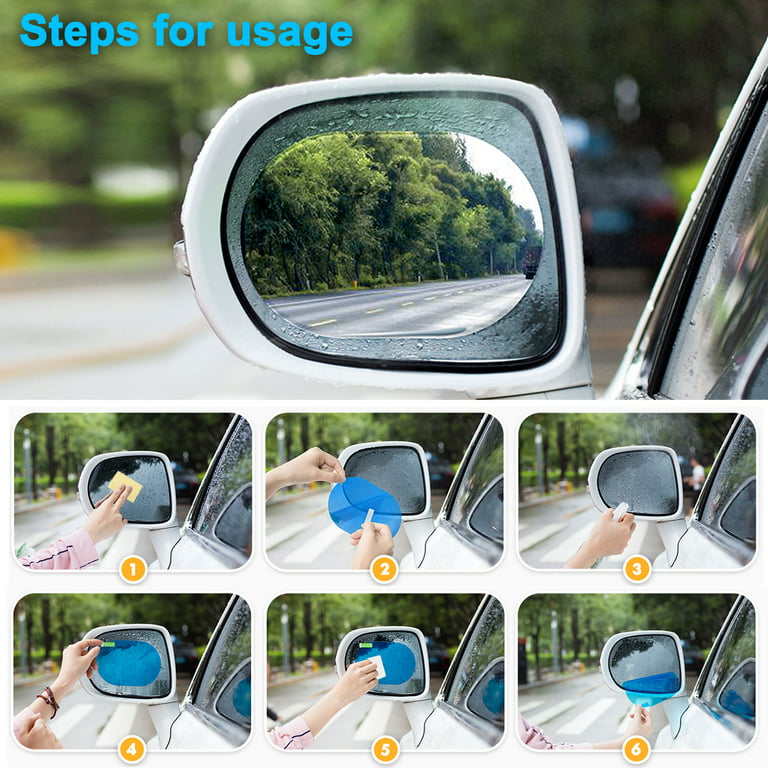 4pcs Car Rearview Mirror Film, EEEkit Car Side View Mirror HD Nano Film,  Anti Fog Glare Rainproof Mirror Window Film for Car Side Mirrors Windows,  Protective Film Sticker Drive Safely for Cars 