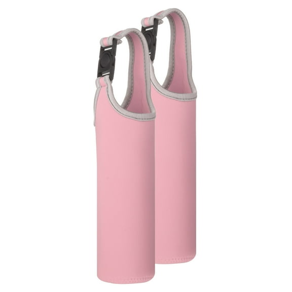 2pcs Neoprene Carrier Water Bottle Sleeve, 15.5-20oz Insulated Water Glass Bottle Carrier Bag Collapsible Drink Bottle Sleeve Cover Holder with Handle, Pink