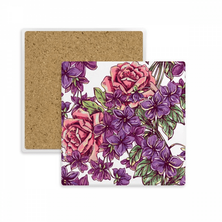 

Flower Blue White Square Coaster Cup Mat Mug Subplate Holder Insulation Stone