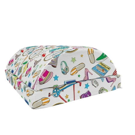 

Indie Foot Rest Urban Hipster Accessories Pattern Colorful Doodle Clothes Shoes Computers Bicycles Non-Slip Backing Adjustable Ergonomic Memory Foam Leg Support for Office Multicolor by Ambesonne