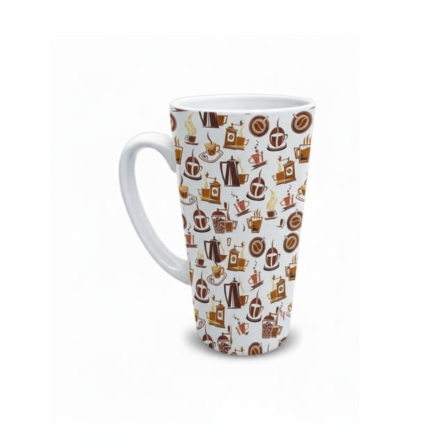Taza de cerámica 502 ml diseño ilustrado café