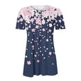 thumbnail image 4 of POROPL Summer Tops for Women Short Sleeve V Neck with Button Pleats Boho Floral Print Tunic Shirts, 4 of 5