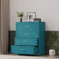 thumbnail image 3 of Blue Metal Dresser with 4 Drawer，39.3" Tall Chest of Drawers with Wide Metal Handle,Drawer Organizer for Bedroom,Living Room,Hallway and Entryway, 3 of 7