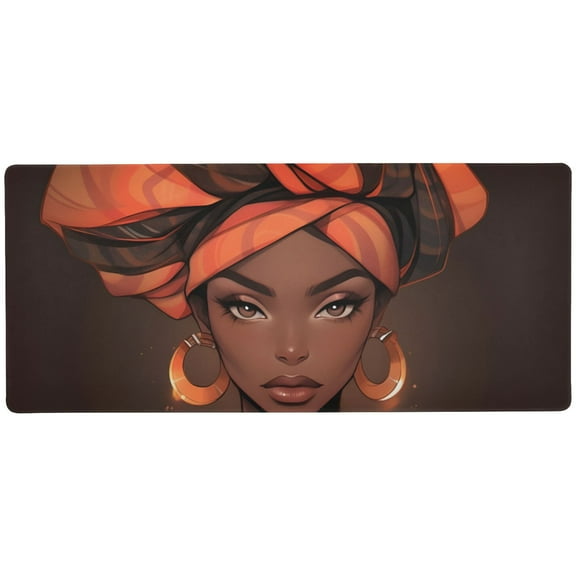 JSTEL African American Woman Afro Large Gaming Mouse Pad Big Mousepad Mice Keyboard Mat with Non-Slip Rubber Base for Computer Laptop Home & Office, 31.5 X 11.8 inch