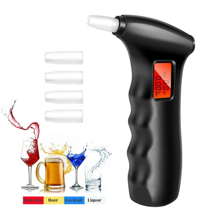 Jusilke  Breathalyzer,  Professional Alcohol Tester with 5 Mouthpieces, Portable Breath Alcohol Tester with Red Backlight LCD Screen for Personal and Professional