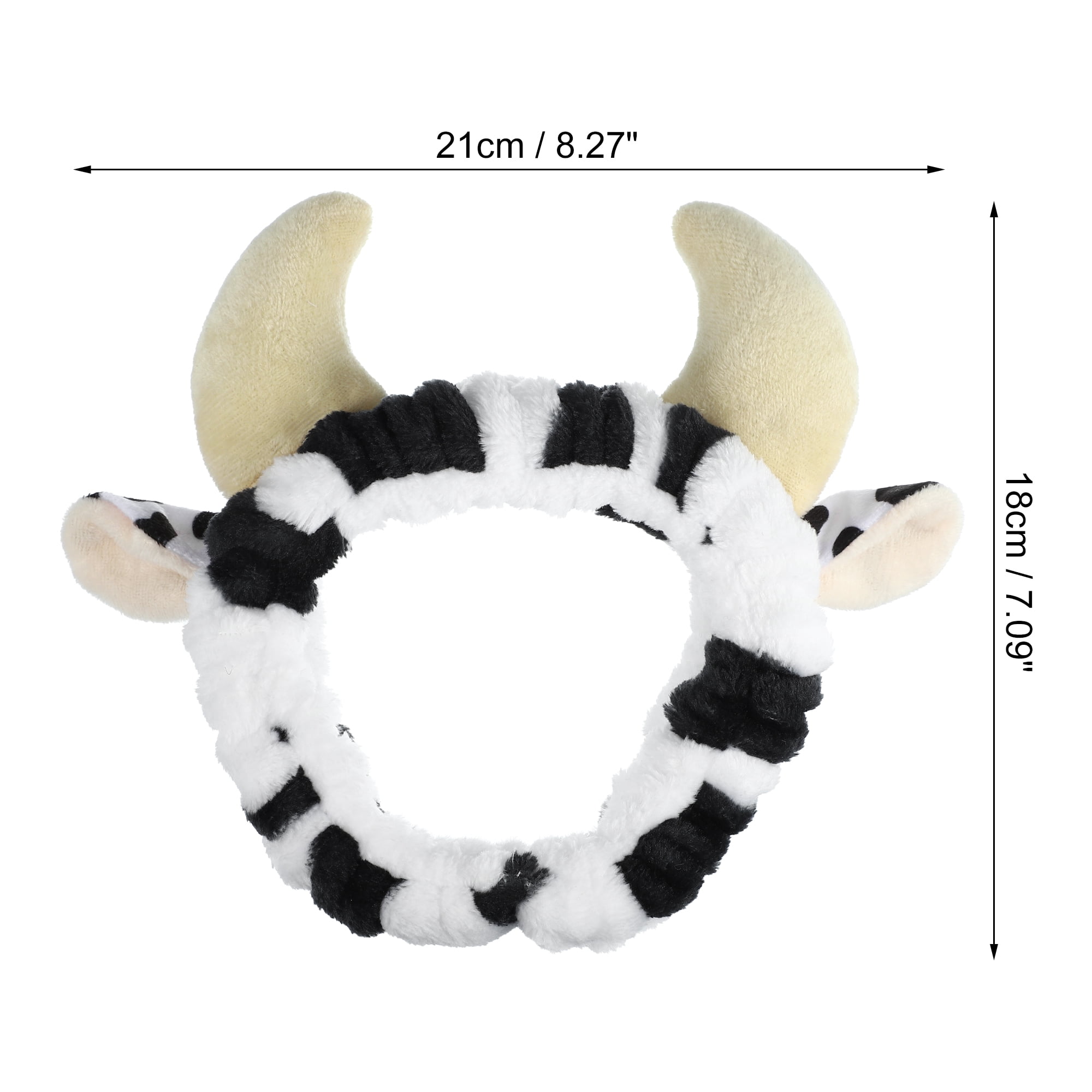 Unique Bargains Women's Cute Cartoon Cow Headbands 8.27"x7.09" Black White 1 Pc