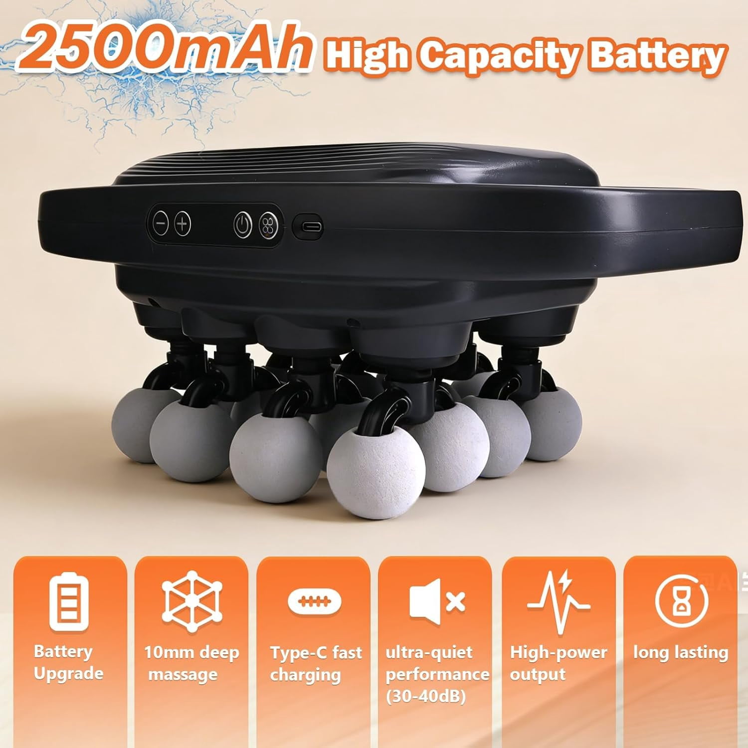 16-Head Massage Gun Professional Deep Tissue Massager with 3 Modes & 30-Speed Touch Screen for Muscle Relief