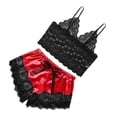 thumbnail image 4 of de piezas para mujer, lencería, ribete de encaje talones corto camisón XXL rojo Colcomx Braguitas de encaje para mujer, 4 of 8