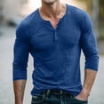thumbnail image 4 of Men's Henley T‑Shirt Long Sleeve, Solid Vintage Athletic Muscle Fit Shirt Button Placket Tee for Gym Sport Business Casual Daily Wear, 4 of 6